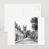 Stow-on-the-World Village Sketch, Cotswolds, Veren Briefkaart (Voorkant / Achterkant)