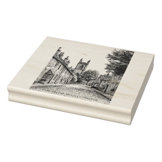 Stow-on-the-World Village Sketch, Cotswolds, Veren Rubberstempel (Stempel)