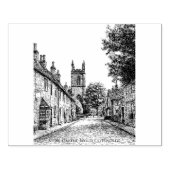 Stow-on-the-World Village Sketch, Cotswolds, Veren Rubberstempel (Afrduk)