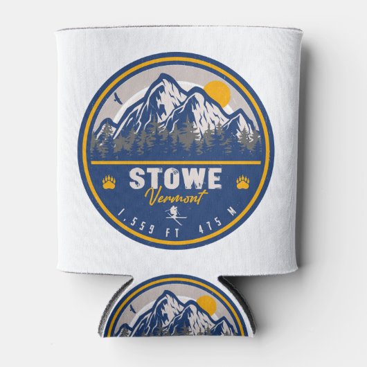 Stowe Mountain Vermont Retro Sunset Ski Souvenir Blikjeskoeler (Voorkant)