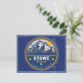 Stowe Mountain Vermont Retro Sunset Ski Souvenir Briefkaart (Staand voorkant)