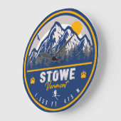 Stowe Mountain Vermont Retro Sunset Ski Souvenir Grote Klok (Hoek)
