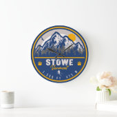 Stowe Mountain Vermont Retro Sunset Ski Souvenir Grote Klok (Huis)