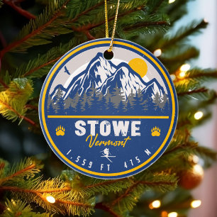 Stowe Mountain Vermont Retro Sunset Ski Souvenir Keramisch Ornament