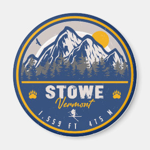 Stowe Mountain Vermont Retro Sunset Ski Souvenir Magneet