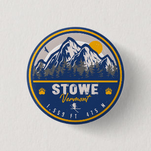 Stowe Mountain Vermont Retro Sunset Ski Souvenir Ronde Button 3,2 Cm