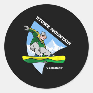 Stowe Mountain Vermont Snowboarding Snowboarder Ki Ronde Sticker