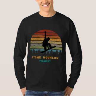 Stowe Mountain Vermont Vintage Sun Snowboarding Sn T-shirt
