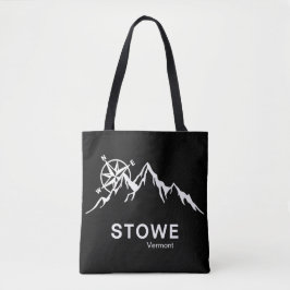 Stowe Vermont Black Shoulder Tote Bag