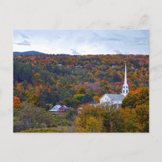 Stowe, Vermont, Community Church, herfst Briefkaart (Voorkant)