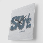 Stowe Vermont Denim Letter Vierkante Klok (Hoek)