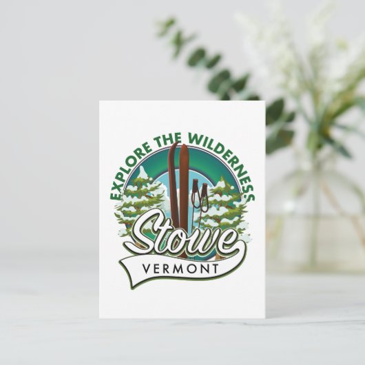 Stowe Vermont, Explore de Wilderness skiposter. Briefkaart (Staand voorkant)