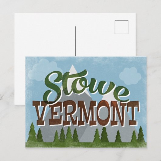 Stowe Vermont Fun Retro Snowy Mountains Briefkaart (Voorkant / Achterkant)