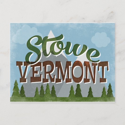 Stowe Vermont Fun Retro Snowy Mountains Briefkaart (Voorkant)