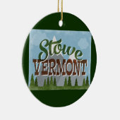 Stowe Vermont Fun Retro Snowy Mountains Keramisch Ornament (Rechts)