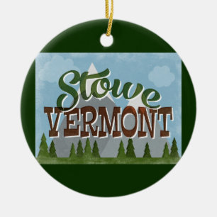 Stowe Vermont Fun Retro Snowy Mountains Keramisch Ornament