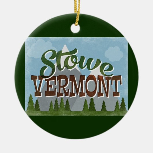 Stowe Vermont Fun Retro Snowy Mountains Keramisch Ornament (Voorkant)