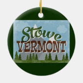 Stowe Vermont Fun Retro Snowy Mountains Keramisch Ornament (Achterkant)