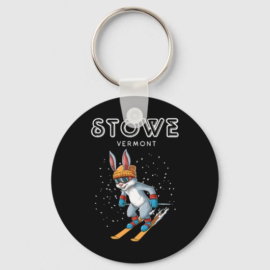 Stowe Vermont - Grappig Ski Konijn Sleutelhanger (Voorkant)