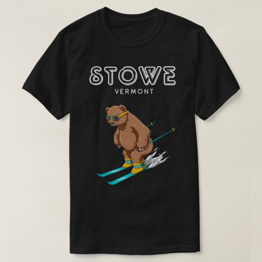 Stowe Vermont Grappige Ski Grizzly T-shirt (Design voorkant)