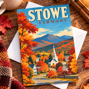 Stowe Vermont Herfstloof Vintage Reisposter Briefkaart
