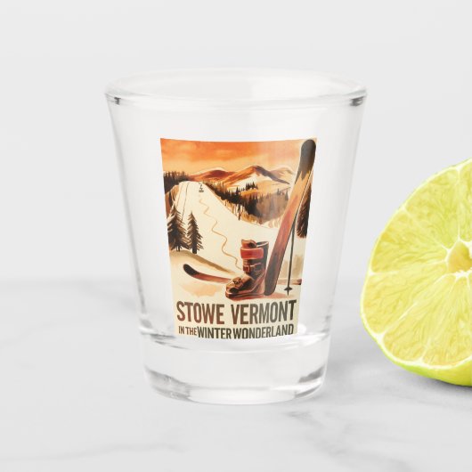 Stowe Vermont in het Winter Wonderland Shot Glas (Voorkant)