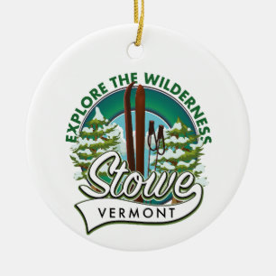 Stowe Vermont, Onderzoek het Wilderness ski poster Keramisch Ornament