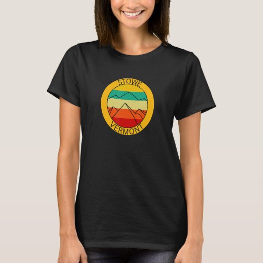 Stowe Vermont Retro Mountain Sunset Souvenir T-shirt (Voorkant)