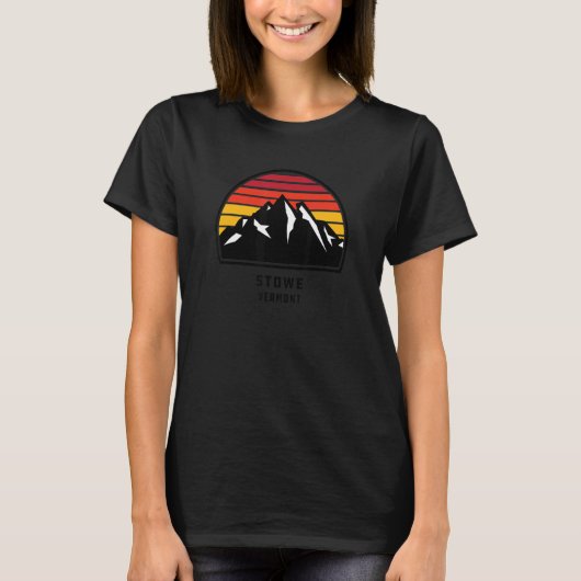 Stowe Vermont Retro Style Mountain Sunset Cool T-shirt (Voorkant)