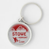 Stowe Vermont rood grijs snowboard kunst sleutelha Sleutelhanger (Voorkant)