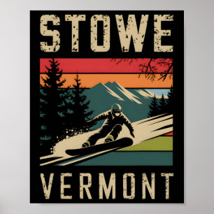 Stowe Vermont Snowboard Snowboarden Mount Poster