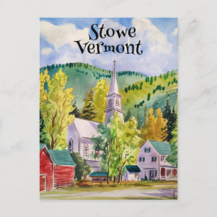 Stowe Vermont Village waterverf schilderij Briefkaart