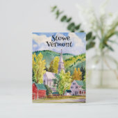 Stowe Vermont Village waterverf schilderij Briefkaart (Staand voorkant)