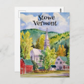 Stowe Vermont Village waterverf schilderij Briefkaart (Voorkant / Achterkant)