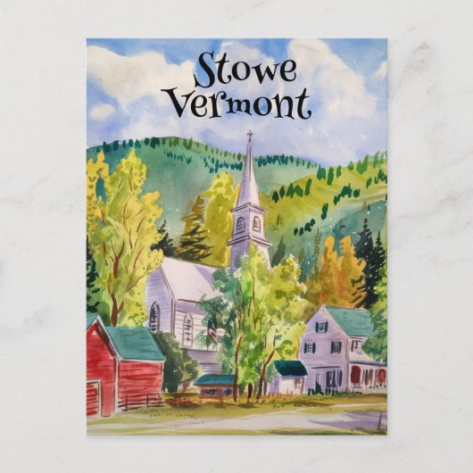 Stowe Vermont Village waterverf schilderij Briefkaart (Voorkant)