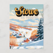 Stowe Vermont Winter Vintage Briefkaart (Voorkant)
