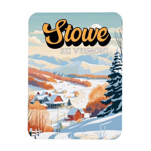 Stowe Vermont Winter Vintage Magneet (Verticaal)