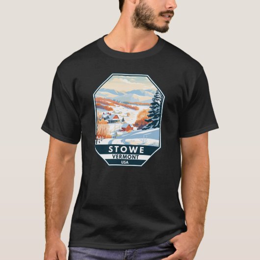 Stowe Vermont Winter Vintage T-shirt (Voorkant)