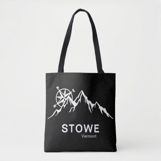 Stowe Vermont Zwarte Schoudertas Tote Bag (Voorkant)