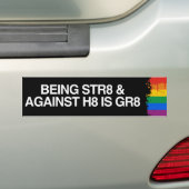STR8 TEGEN H8 IS GR8 -.png Bumpersticker (Op auto)