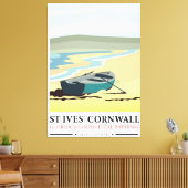 Str. Ives Cornwall nautische reisposter. Canvas Afdruk (Insitu (Woonkamer))