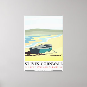 Str. Ives Cornwall nautische reisposter. Canvas Afdruk