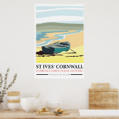Str. Ives Cornwall nautische reisposter. Poster (Keuken)