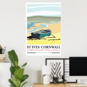 Str. Ives Cornwall nautische reisposter. Poster (Thuiskantoor)