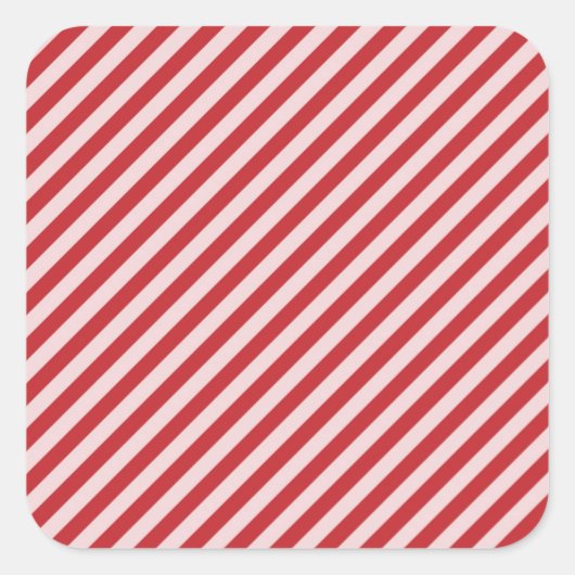 [STR-RD-1] Rood en wit snoepgoed gestreept Vierkante Sticker (Voorkant)