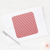 [STR-RD-1] Rood en wit snoepgoed gestreept Vierkante Sticker (Envelop)