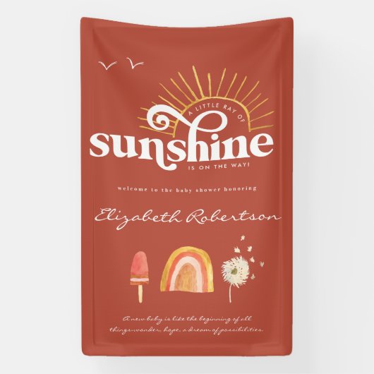 Straal van Zonneschijn | Boho Baby Shower Spandoek (Verticaal)