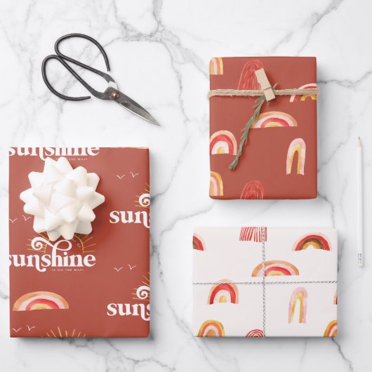 Straal Zonneschijn | Boho Baby Shower Inpakpapier Vel (Voorkant)