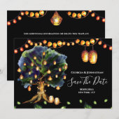 Straallantaarns boomstam oosterse lantaarn save the date (Voorkant / Achterkant)