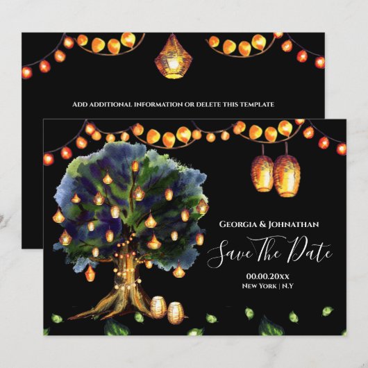 Straallantaarns boomstam oosterse lantaarn save the date (Voorkant / Achterkant)